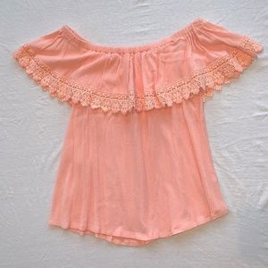 Samon Colored Off the Shoulder Top